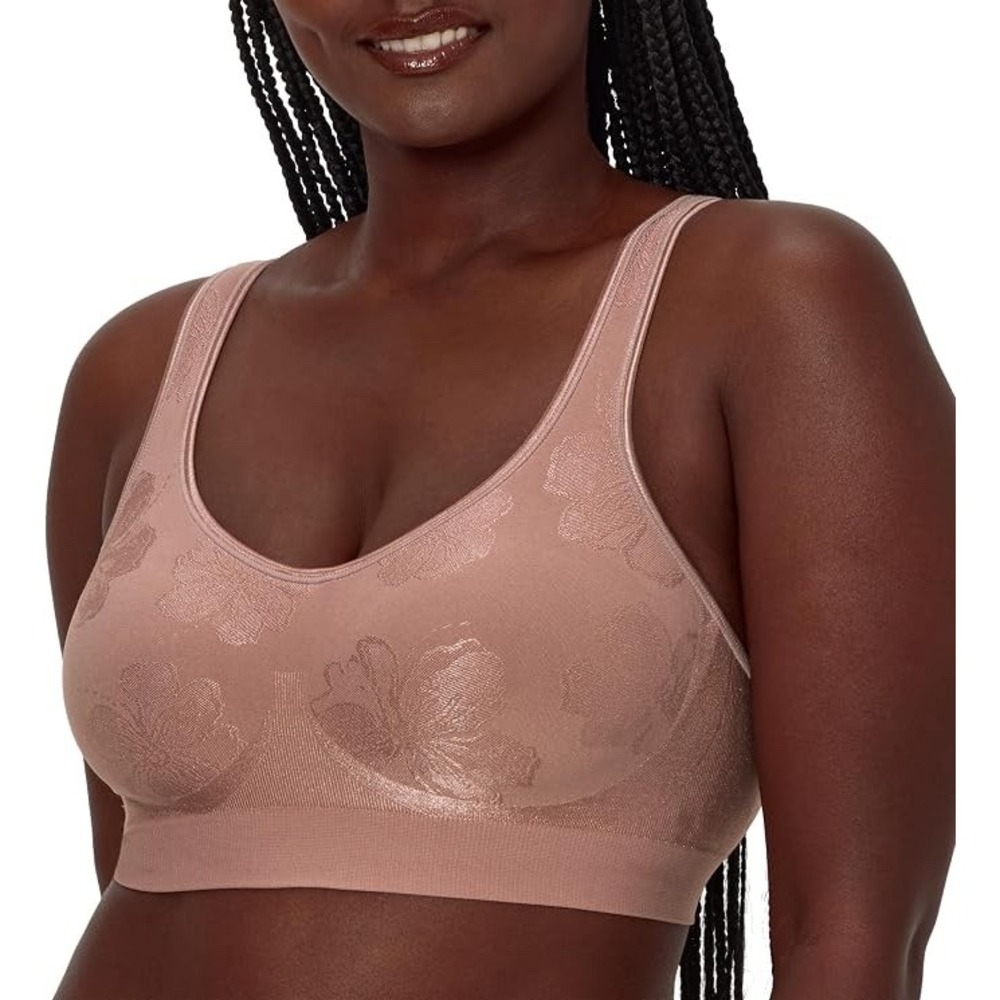 Bali Comfort Revolution Wireless Bra Light Pink 2XL Floral NWT 3484